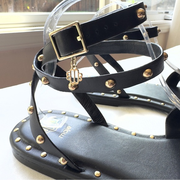 Maje Studded leather Sandals  Black Like New 41 (US10.5) - Picture 4 of 9